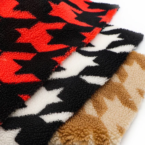 Tessuto in pile jacquard sherpa