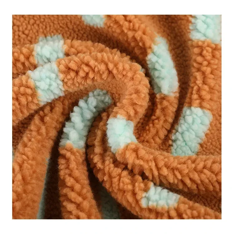 Tessuto Sherpa lavorato a maglia in pile con stampa leopardata