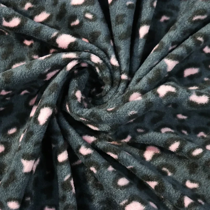 Tessuto a costine in pile con stampa leopardata