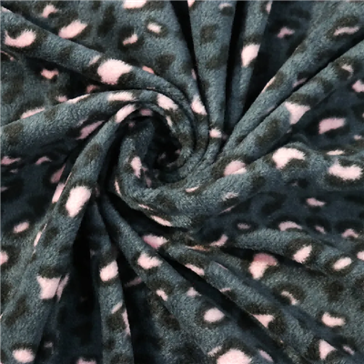 Tessuto a costine in pile con stampa leopardata