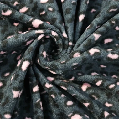 Tessuto a costine in pile con stampa leopardata