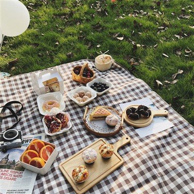 Coperta e tappetino da picnic in acrilico al 100%.