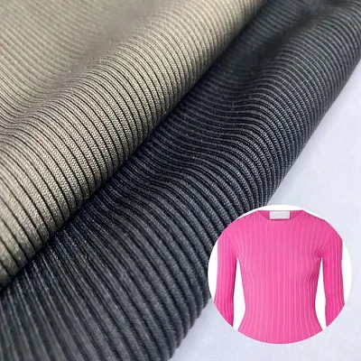 Tessuto maglione in jersey a costine a righe per costumi da bagno