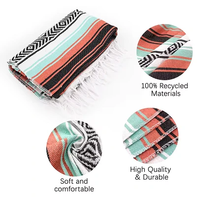 Cotton Mexican Blanket With Tassel