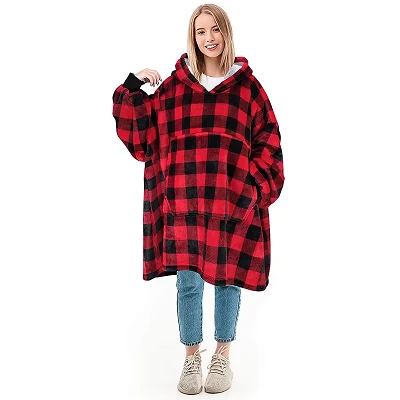 Coperta con cappuccio a quadri
