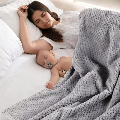 Waffle Jacquard Coral Blanket